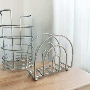 2 Piece Kitchen Organizer Set Chrome Finish Utensil Napkin Holders